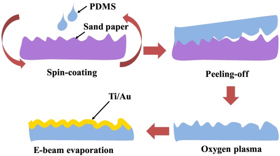 Simple fabrication method of an ultrasensitive gold micro-structured dry skin sensor for biopotential recording